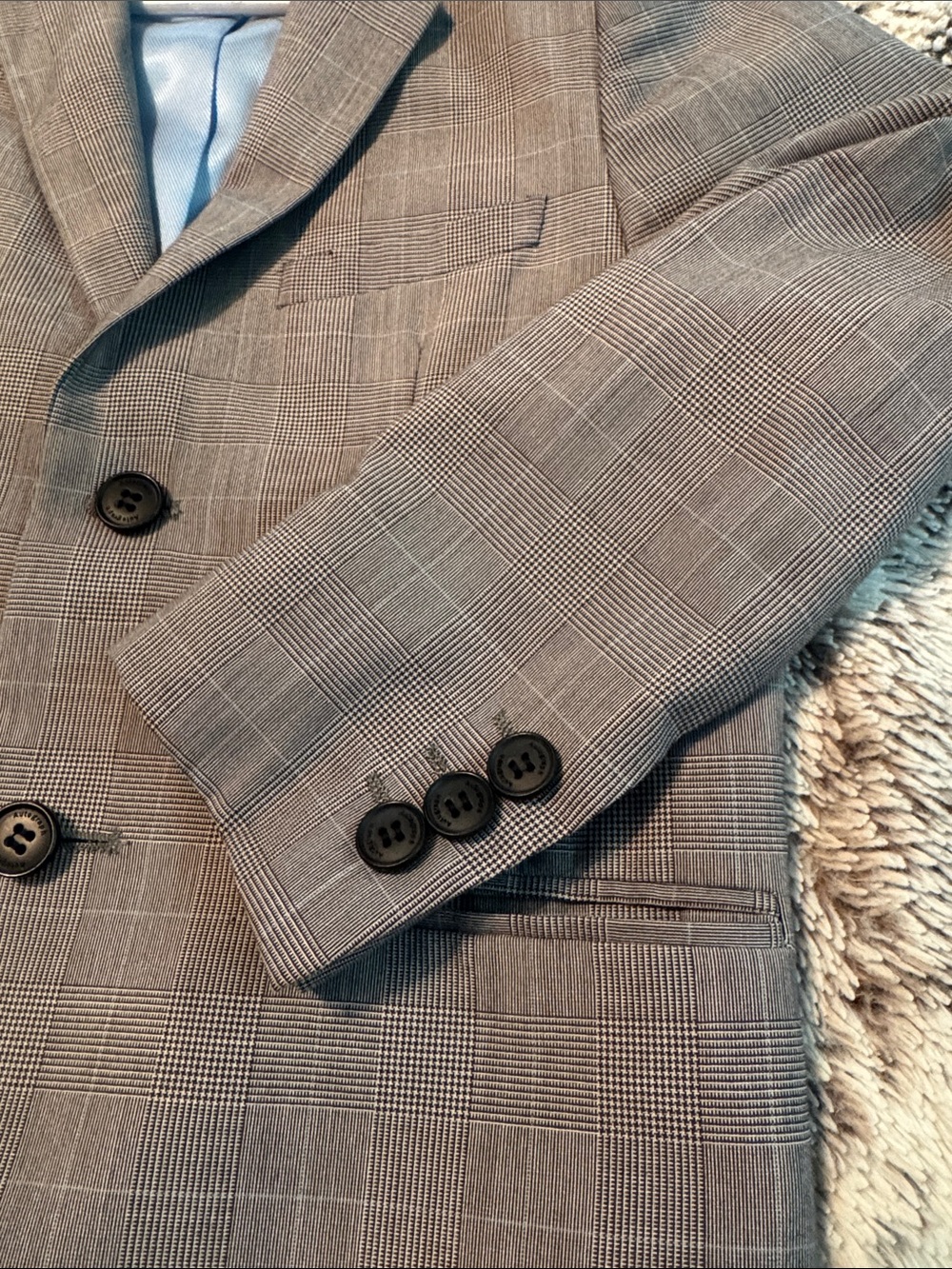 Autograph Gray Plaid Boys' Blazer with Light Blue Lining - Picture 2 of 7